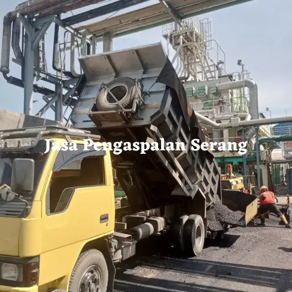 Penghamparan Aspal Hotmix Mesin Finisher di Serang Banten